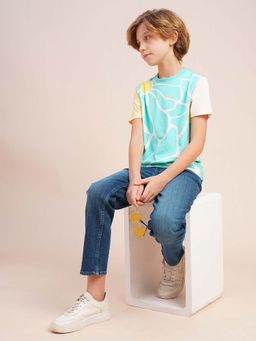 Jack & Jones Junior - Boys Blue Graphic Print Cotton T-Shirt