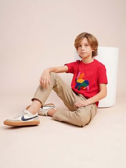 Jack & Jones Junior - Boys Red Embroidered Doggo T-Shirt