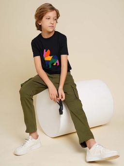 Jack & Jones Junior - Boys Black Embroidered Doggo T-Shirt