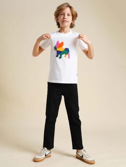 Jack & Jones Junior - Boys White Embroidered Doggo T-Shirt