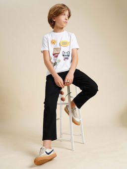 Jack & Jones Junior - Boys White Applique Print T-Shirt