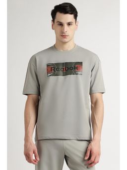 Reebok - Men Grey Printed T-Shirt