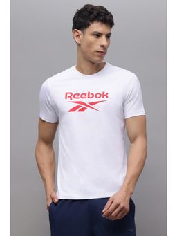 Reebok - Men White Solid T-Shirt