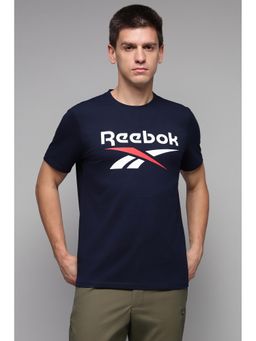 Reebok - Men Navy Blue Printed T-Shirt