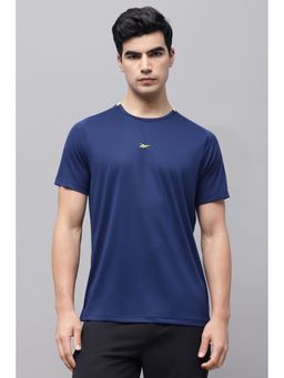 Reebok - Men Navy Blue Textured T-Shirt