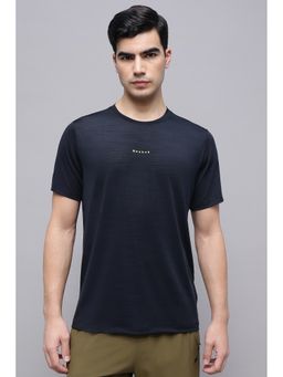 Reebok - Men Navy Blue Solid T-Shirt