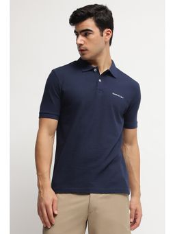 Reebok - Men Navy Blue Solid Polo T-Shirt