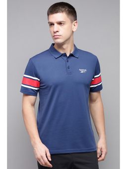 Reebok - Men Blue Printed Polo T-Shirt