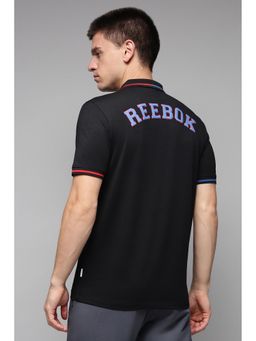 Reebok - Men Black Typography Polo T-Shirt