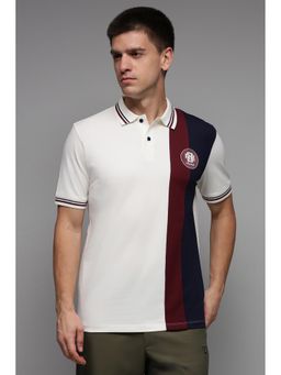 Reebok - Men White Colorblock Polo T-Shirt