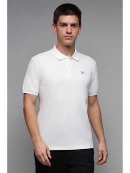 Reebok - Men White Textured Polo T-Shirt