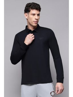 Reebok - Men Navy Blue Solid Polo T-Shirt