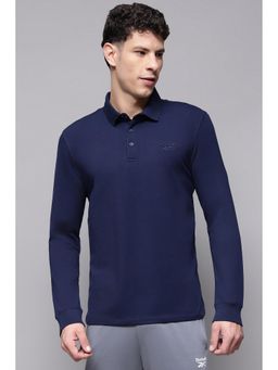 Reebok - Men Navy Blue Solid Polo T-Shirt