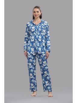 Pyjama Party - Beary Cute Button Down Shirt and Pyjama - Blue