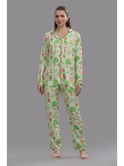 Pyjama Party - Cozy Christmas Button Down Shirt and Pyjama - Green
