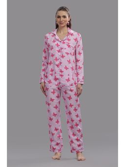 Pyjama Party - Butterfly Button Down Shirt and Pyjama - Purple