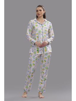 Pyjama Party - Citrus Bloom Button Down Shirt and Pyjama - Off White