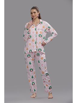 Pyjama Party - Jolly Ribbons Button Down Shirt and Pyjama - Pink