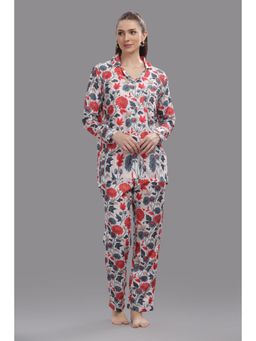 Pyjama Party - Ruby Petals Button Down Shirt and Pyjama - Multi-Color