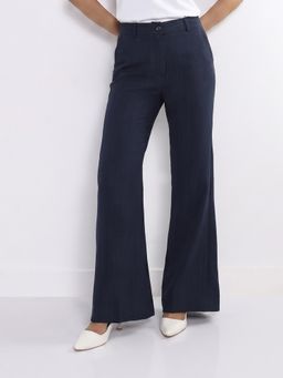 Powersutra - Women Navy Blue High-Rise Pant