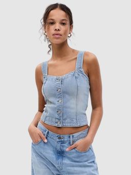 GAP - Women Blue Sleeveless Strappy Crop Top