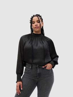 GAP - Women Black High-Neck Long Sleeve Top