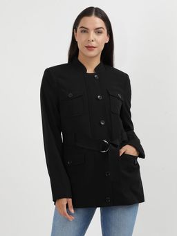 Calvin Klein - Black Solid Longline Belted Jacket (Set of 2)