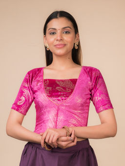 BINDIGASM'S ADVI - Ambar Velvet Choli Jacket Style Stretchable Pull On Blouse