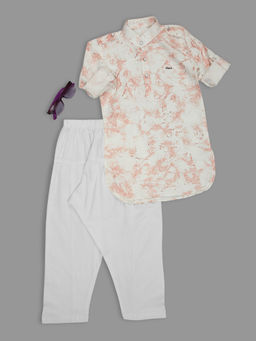 Kids Island - Boys Pink Pathani Kurta with Rayon Print Bottom (Set of 2)