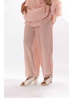 PANTS AND PAJAMAS - Pink Cotton Silk Scallop Pant