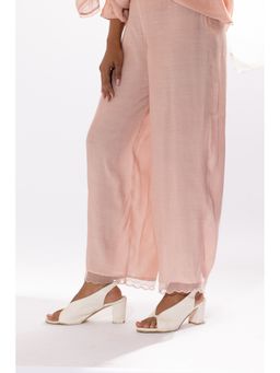 PANTS AND PAJAMAS - Blush Pink Cotton Silk Scallop Pant