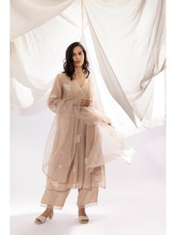 PANTS AND PAJAMAS - Ivory Organza Dupatta