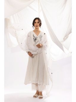 PANTS AND PAJAMAS - White Organza Dupatta