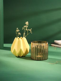Gleevers - Gift with Vase & Tea Light Holder Yellow