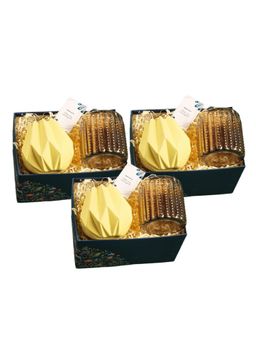 Gleevers - Gift Hamper with Glass Tea Light Holder & Ceramic Flower Vase (Pack of 3)