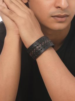 Gahan - Mens Black Leather Bracelet