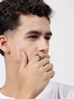Gahan - Men Rhodium Plated Stainless Steel Finger Ring