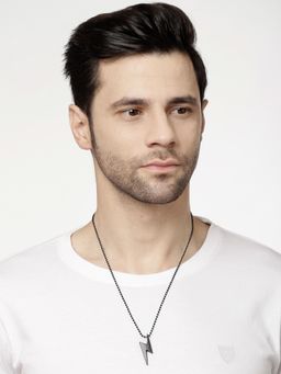 Gahan - Men Black Rhodium Plated Flash Pendant With Chain