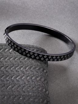 Gahan - Men Black Rhodium-Plated Stainless Steel Kada Bracelet