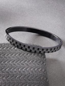 Gahan - Men Black Rhodium-Plated Stainless Steel Kada Bracelet