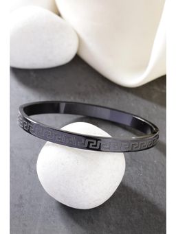 Gahan - Men Black Rhodium-Plated Stainless Steel Kada Bracelet