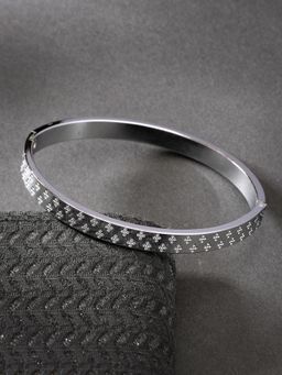 Gahan - Men Silver-Plated Stainless Steel Kada Bracelet