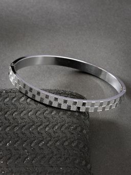 Gahan - Men Silver-Plated Stainless Steel Kada Bracelet