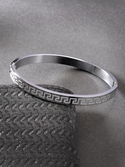 Gahan - Men Silver-Plated Stainless Steel Kada Bracelet