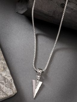 Gahan - Men Silver-Plated Arrow-Shaped Pendant With Chain