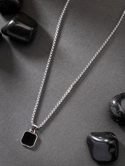 Gahan - Men Silver-Plated Artificial Stone Stainless Steel Pendant With Chain