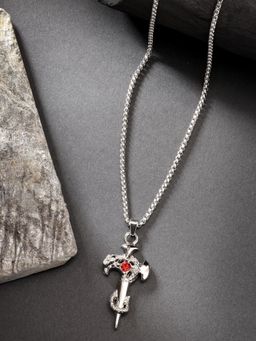 Gahan - Men Silver-Plated Stainless Steel Pendant With Chain