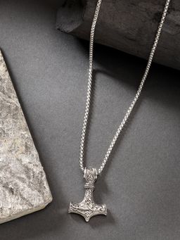 Gahan - Men Silver-Plated Stainless Steel Pendant With Chain