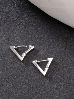 Gahan - Men Silver-Plated Geometric Shape Stainless Steel Studs Earring