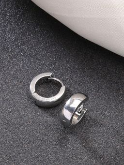 Gahan - Men Silver-Plated Stainless Steel Hoop Earrings
